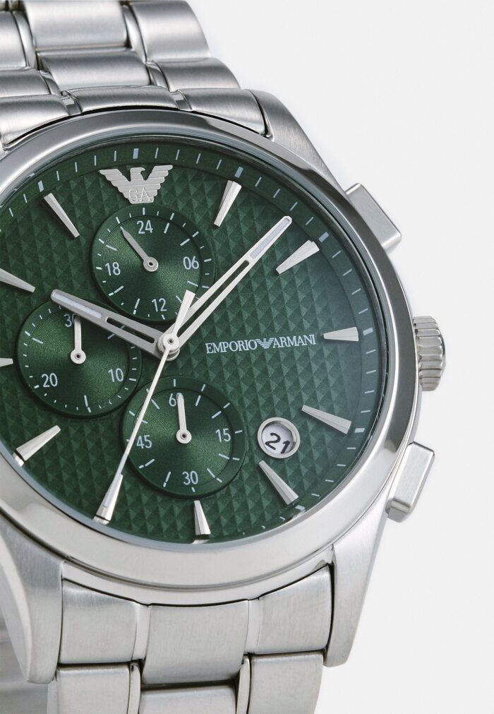 Emporio Armani Paolo Chronograph Green Dial Silver Steel Strap Watch For Men - AR11529 - Image 4
